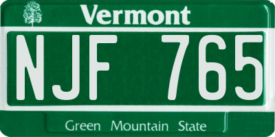 VT license plate NJF765