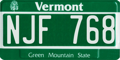 VT license plate NJF768
