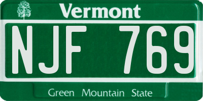 VT license plate NJF769