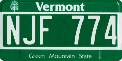 VT license plate NJF774