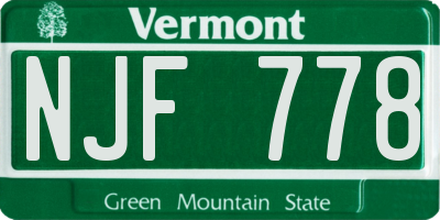 VT license plate NJF778