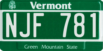 VT license plate NJF781