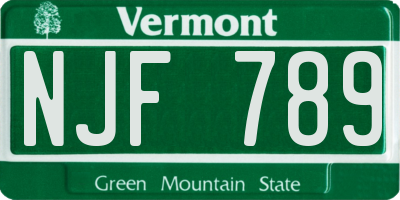 VT license plate NJF789