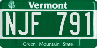 VT license plate NJF791
