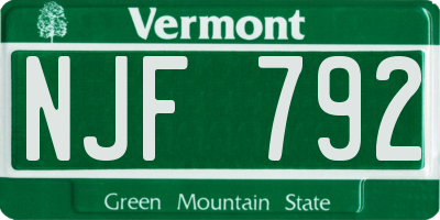 VT license plate NJF792