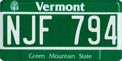 VT license plate NJF794