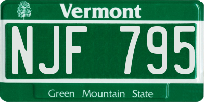 VT license plate NJF795