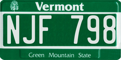 VT license plate NJF798