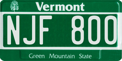 VT license plate NJF800