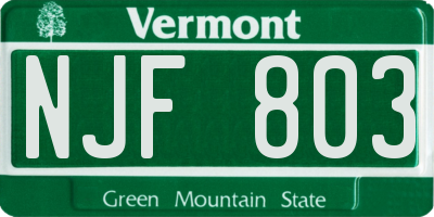 VT license plate NJF803