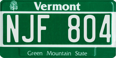 VT license plate NJF804