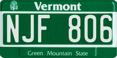 VT license plate NJF806