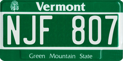 VT license plate NJF807