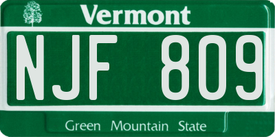VT license plate NJF809