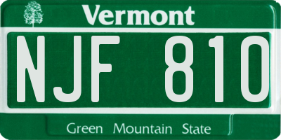 VT license plate NJF810