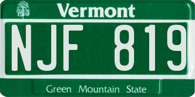 VT license plate NJF819