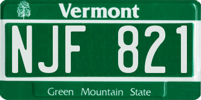 VT license plate NJF821