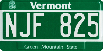 VT license plate NJF825