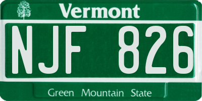 VT license plate NJF826