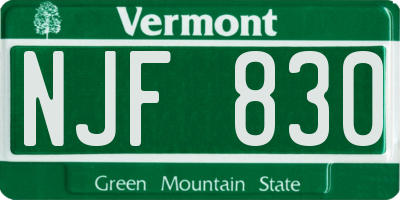 VT license plate NJF830