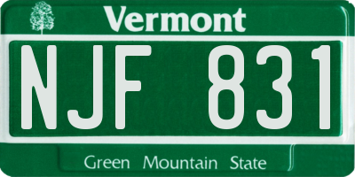 VT license plate NJF831