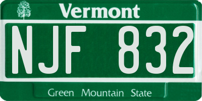 VT license plate NJF832