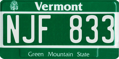 VT license plate NJF833