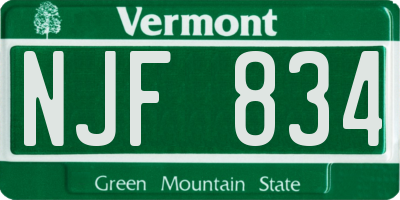 VT license plate NJF834