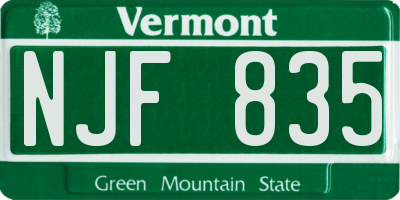 VT license plate NJF835