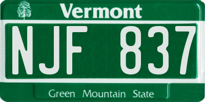 VT license plate NJF837