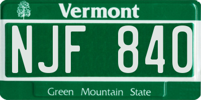 VT license plate NJF840