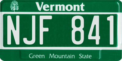 VT license plate NJF841