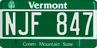 VT license plate NJF847