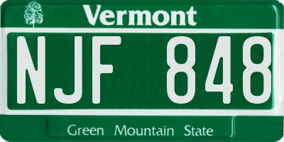 VT license plate NJF848