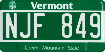 VT license plate NJF849