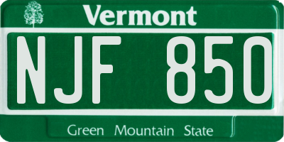 VT license plate NJF850