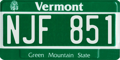 VT license plate NJF851