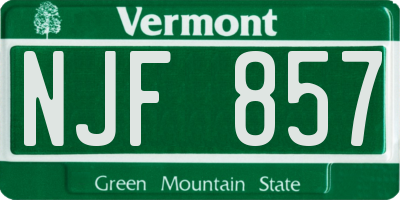 VT license plate NJF857