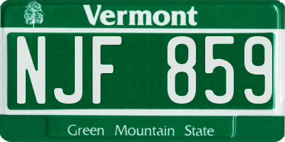 VT license plate NJF859