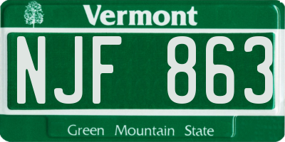VT license plate NJF863