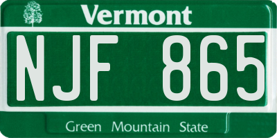 VT license plate NJF865
