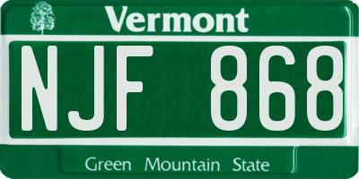 VT license plate NJF868