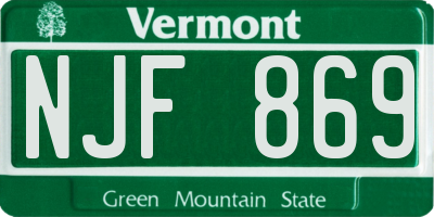 VT license plate NJF869
