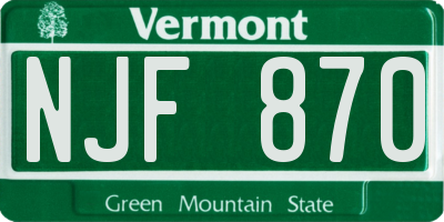 VT license plate NJF870