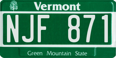 VT license plate NJF871
