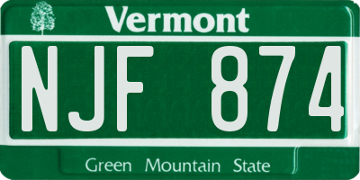 VT license plate NJF874
