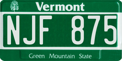 VT license plate NJF875