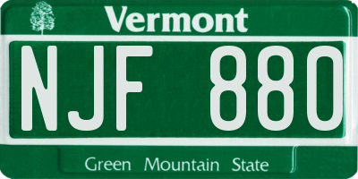 VT license plate NJF880