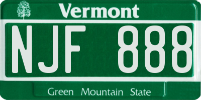 VT license plate NJF888