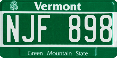 VT license plate NJF898